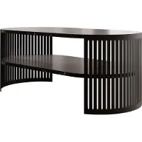 Mirjan 24 Couchtisch Fikoli Oval I, Wohnzimmer Kaffeetisch, Gestell aus Stahl (Farbe: Schwarz / Black Pietra Grigia)