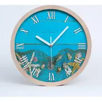 Tulup Holzuhr 30fi cm wanduhr - weiße Spitzen - Seesterne und Muscheln