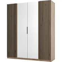 Masseno Drehtürenschrank CAGLIARI 200 cm Kleiderschrank Schlafzimmer Schrank 4-türig mit Spiegel Goldfarben