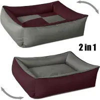 BedDog 2in1 Hundebett,(XXL) ca. 120x85x23cm,CHERRY-ROCK (bordeaux/grau)