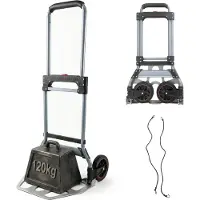 Relaxdays Sackkarre klappbar, bis 120 kg, HBT: 111x52x48 cm, Transportkarre Umzug, mit Teleskopgriff Stahl, silber/grau