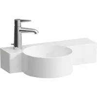 Laufen VAL Handwaschbecken, 1 Hahnloch links, ohne Überlauf, 550x315mm, Ablage rechts, H815283A001131, Farbe: Weiß mit LCC Active