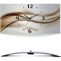 ARTland Wanduhre, gebogen Quarzuhr - schwarzer Zeiger Braune abstrakte Welle Größe: 50x25 cm