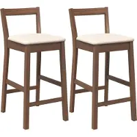 Syfax Barhocker mit Kissen 2 Stk. Braun Massivholz Gummibaum