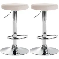 CLP 2er Set Barhocker Ponte Samt chrom - creme