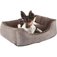 Kerbl Hundebett Kuschelbett Samuel, silber/dunkelbraun, 60x50x17cm; 81316
