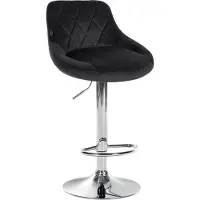 CLP Barhocker LAZIO Mit Samtbezug I Drehbarer Thekenhocker Mit Fußstütze I Höhenverstellbarer Barstuhl Mit Trompetenfuß, Farbe: schwarz, Gestellfarbe: chrom