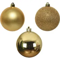 Décoris Weihnachtskugeln Kunststoff 8cm 34er Set - Hellgold