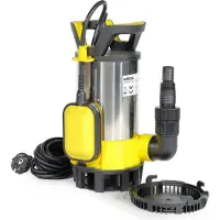 Wiltec 3 in 1 Flachsauger Tauchpumpe Edelstahl 850 W, Schmutzwasserpumpe 15000 l/h, Flachwasserpumpe mit Schwimmer, Flachsaugpumpe für Keller