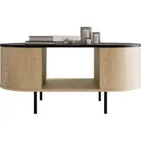 Mirjan 24 Couchtisch Lygrint, Kaffeetisch, Stilvoll Wohnzimmer Kollektion (Farbe: Eiche Cremona / Marmor Schwarz + Schwarz)