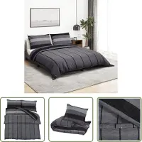 The Living Store Bettwäsche-Set Dunkelgrau 155x220 cm Baumwolle