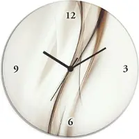 ARTland Glas Wanduhr Funkuhr - schwarzer Zeiger Braune abstrakte Welle Größe: 30x30 cm