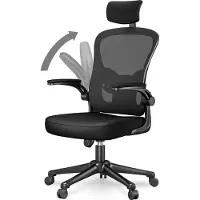 Bigzzia Bürostuhl - Ergonomisch Schreibtischstuhl, Drehstuhl mit 120° Wippfunktion, Lordosenstütze, verstellbare Kopfstütze, Armstütze und Höhen, Bis 150kg/330LB Belastbar - Schwarz