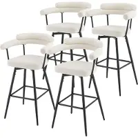 ML-Design BARHOCKER 4er Set drehbar Beige mit Teddy-Stoff 76 cm hoch
