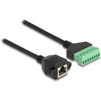 DeLOCK RJ45 Kabel Cat.6 Buchse zu Terminalblock Adapter zum Einbau 2 m 2-teilig, 2 m, Cat6, U/UTP (UTP), RJ-45, Schwarz, Grün