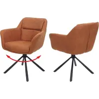 Mendler 2er-Set Esszimmerstuhl HWC-K33, Küchenstuhl Stuhl, drehbar Auto-Position, Stoff MVG Wildleder-Optik braun