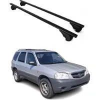 Omtec Dachträger Gepäckträger für Mazda Tribute 2001-2008 Grundträger Metall Schwarz