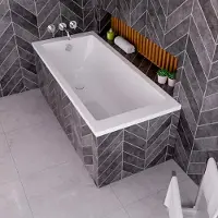 ECOLAM Badewanne Tami Acrylwanne Wanne 150 x 70 cm Wannenträger Styroporträger befliesbar Ablaufgarnitur Füße Silikon