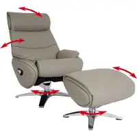 Mendler Relaxsessel mit Hocker HWC-K98, Fernsehsessel Sessel, Liegefunktion drehbar, Metall Echtleder/Kunstleder grau