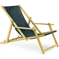 Sonstiges Holz Sonnenliege Strandliege Liegestuhl aus Holz 3 Stufen Klappbare Gartenliege mit Armlehne grau