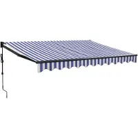 Syfax Elektrische Markise mit Kurbel Blau und Weiß 3x2,5 m