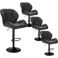 Woltu 4er-Set Barhocker höhenverstellbar, drehbar, Kunstleder Stahl, Schwarz