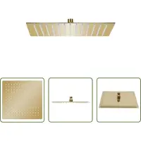 The Living Store Regenbrause Edelstahl 25x25 cm Quadrat Golden