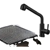 OEM Küchenarmatur, Ausziehbare Sprühkopf, Drehbares Design, 04001schwarz
