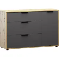 Nabbi Kommode mit Schubladen Neston 1D/3DR - grauer Graphit / Wotan-Eiche