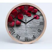 Tulup Holzuhr 20fi cm wanduhr - schwarze Spitzen - rote Rosen