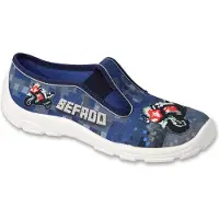 Befado Jungen Hausschuhe 975Y178 blaue Slipper mit Motorradmotiv