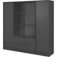 Masseno Drehtürenschrank CATERINA 206 cm Kleiderschrank Schlafzimmer Schrank 4-türig Graphitfarben