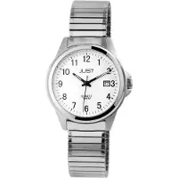 Just Edelstahl Herrenarmbanduhr mit Zugarmband, 3-Zeiger, Datumsanzeige