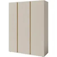 Masseno Drehtürenschrank MURO 145/195/50cm 3-türig mit Spiegel Beige