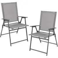 KOMFOTTEU 2er Set Gartenstühle, Klappstühle tragbar mit Armlehnen, Balkonstühle mit ergonomischer Rückenlehne, Campingstühle bis 150 kg