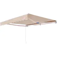 SucceBuy manuell einziehbare Markise 2,5x2m. Polyester, wasserabweisend. Für Terrasse, Balkon, Türfenster. Mit Kurbel. Sonnenschutz für Hinterhof