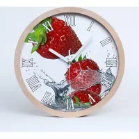Tulup Holzuhr 30fi cm wanduhr - weiße Spitzen - Erdbeeren und Wasser
