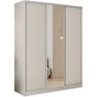 Masseno Schiebetürenschrank TARI 160/205/58 cm Kleiderschrank mit 4 Schubladen Schlafzimmer Schrank 3-türig mit Spiegel Kaschmir