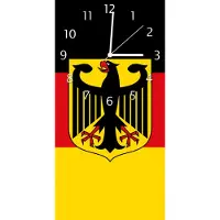 Wallario Design Wanduhr bedruckt, Größe 30 x 60 cm, Motiv: Deutsche Flagge mit Wappen