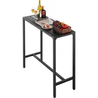 Vevor Outdoor Bar Table, 100 x 37.5 cm Patio Bar Table, Waterproof Top & Sturdy Metal Frame, Rectangle Counter Height Dining Tables, Outdoor Furniture for Balcony, Yard, Hot Tub, Poolside, Indoor