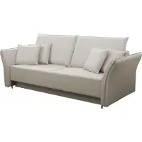 Mirjan 24 Schlafsofa Bregi, Stilvoll Wohnzimmer Couch mit Bettkasten und Schlaffunktion (Farbe: Terra 7, Füße: Schwarz)
