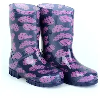 Demar Mädchen Gummistiefel Regenstiefel Gummischuhe Kinderstiefel Dunkelblau Rosa Herzen 20/21
