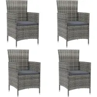 Syfax Gartenstühle mit Kissen 4 Stk. Poly Rattan Grau