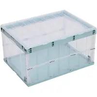 Markenlos Faltbare Aufbewahrungsboxen mit Deckel, stapelbar, faltbar, stabile Stapelkisten mit Griff, Stapelcontainer, Organizer, Faltboxen, Stapelboxen, transparent, 2 x 55 Liter, helllila