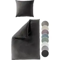 Sleepling liebling - Satin Bettwäsche, graphit grau, 1 x Bettbezug 220 x 240 cm + 2 x Kissenbezug 40 x 80 aus 100% seidig weicher Baumwolle