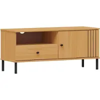 Lomadox TV Lowboard 105cm Kiefer massiv eichefarbig WILLOW-69