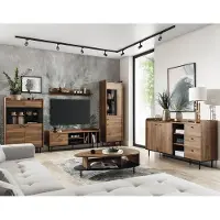 Lomadox Wohnwand mit Couchtisch und Sideboard in Eiche Nb. VAREDO-132 im angesagten Vintage Design