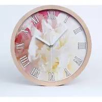 Tulup Holzuhr 30fi cm wanduhr - weiße Spitzen - Pfingstrose