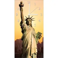 Wallario Design Wanduhr bedruckt, Größe 30 x 60 cm, Motiv: Freiheitsstatue New York