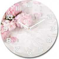 Tulup Wanduhr aus Glas 30fi Glasbild Glasuhr Gehärtetes Glas - weisse-zeiger - Peonies